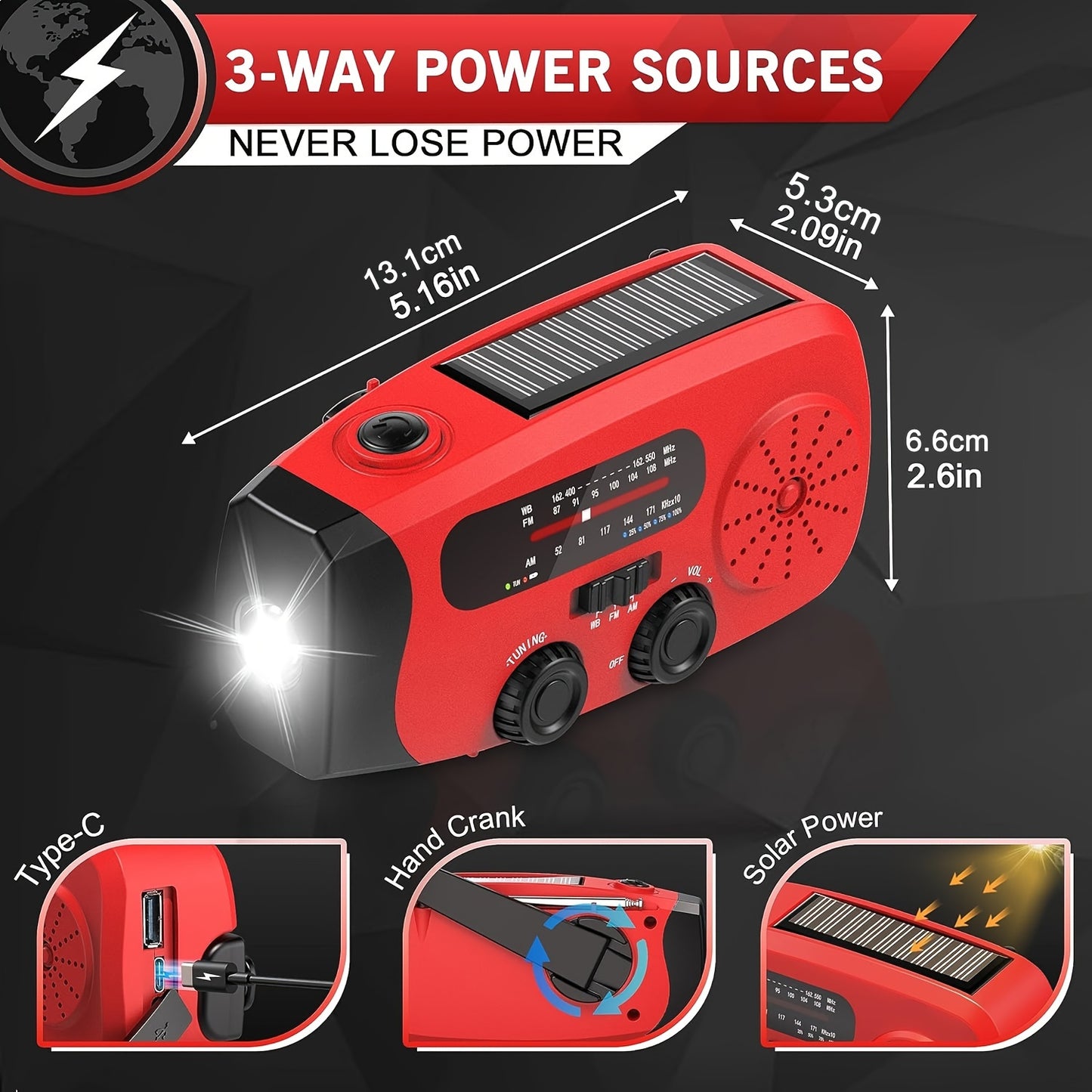 Emergency Radio: Solar-Powered, AM/FM Portable Weather Radio