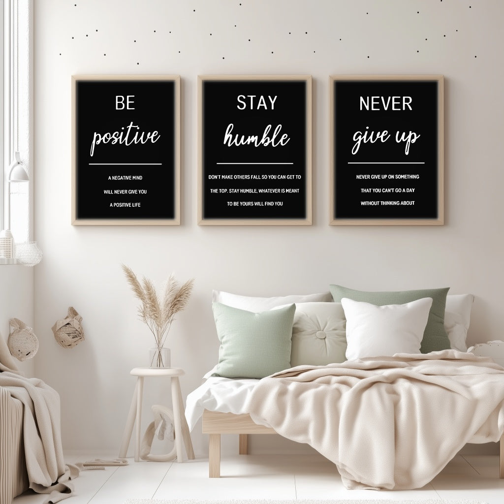 3-Piece Framed Inspirational Quotes Canvas Wall Art