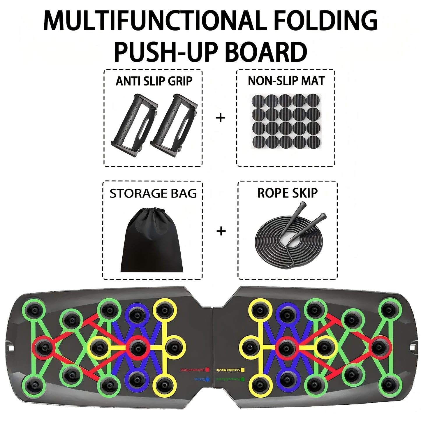 1pc Foldable Push-Up Board with 28 Colorful Holes -