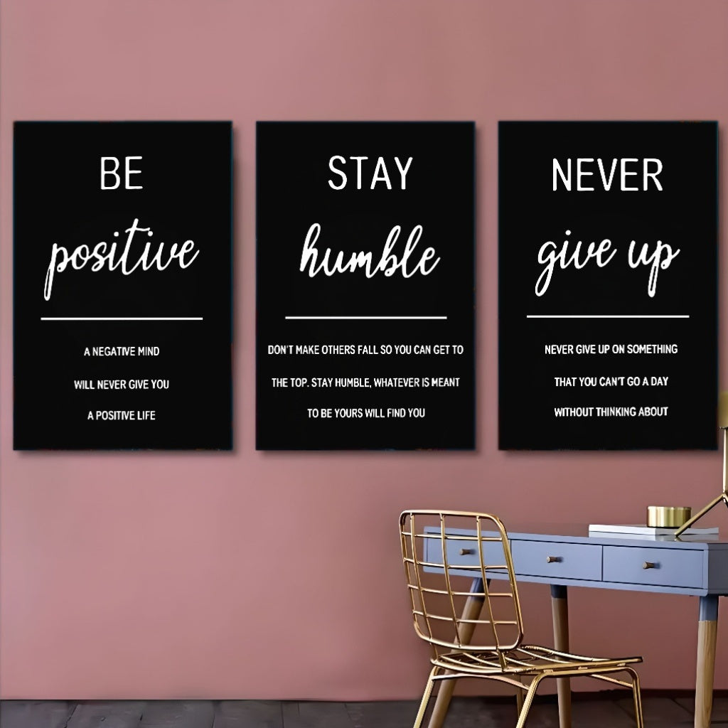 3-Piece Framed Inspirational Quotes Canvas Wall Art