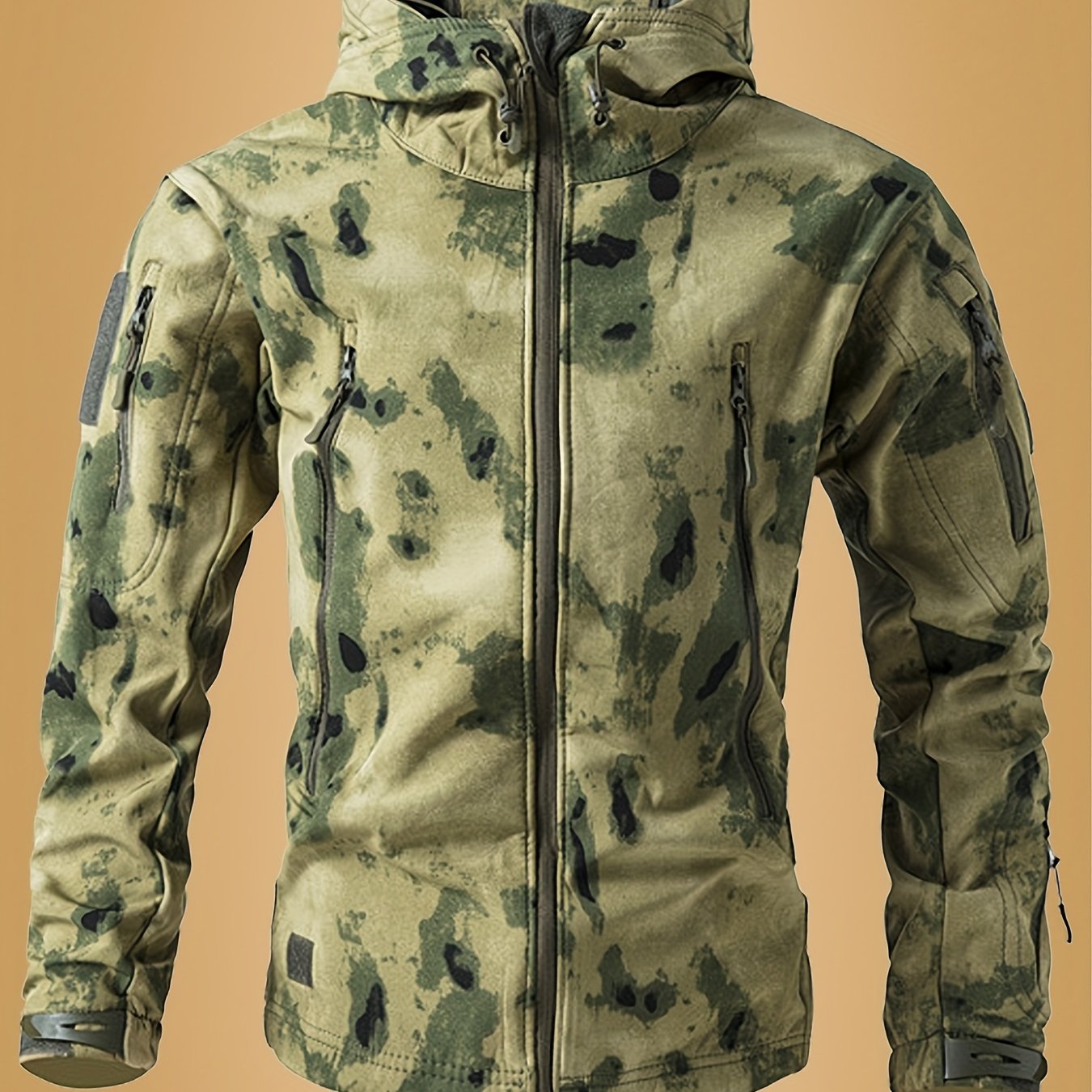Men'S Camouflage Softshell Jacket with Fleece Lining