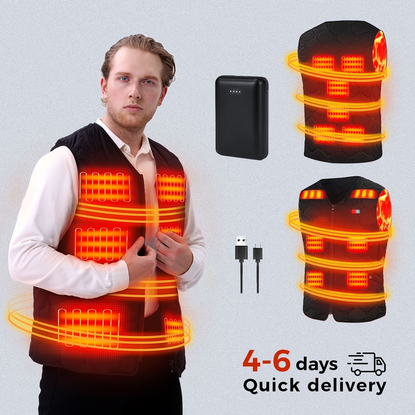 Heated Vests For Men And Women, Electric Vests, Lightweight Heated Vests With Battery Packs, Fast Heating, Suitable For Outdoor Hunting And Skiing In Winter