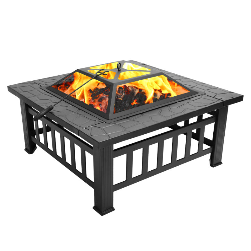 32-Inch Square Metal Fire Pit Table