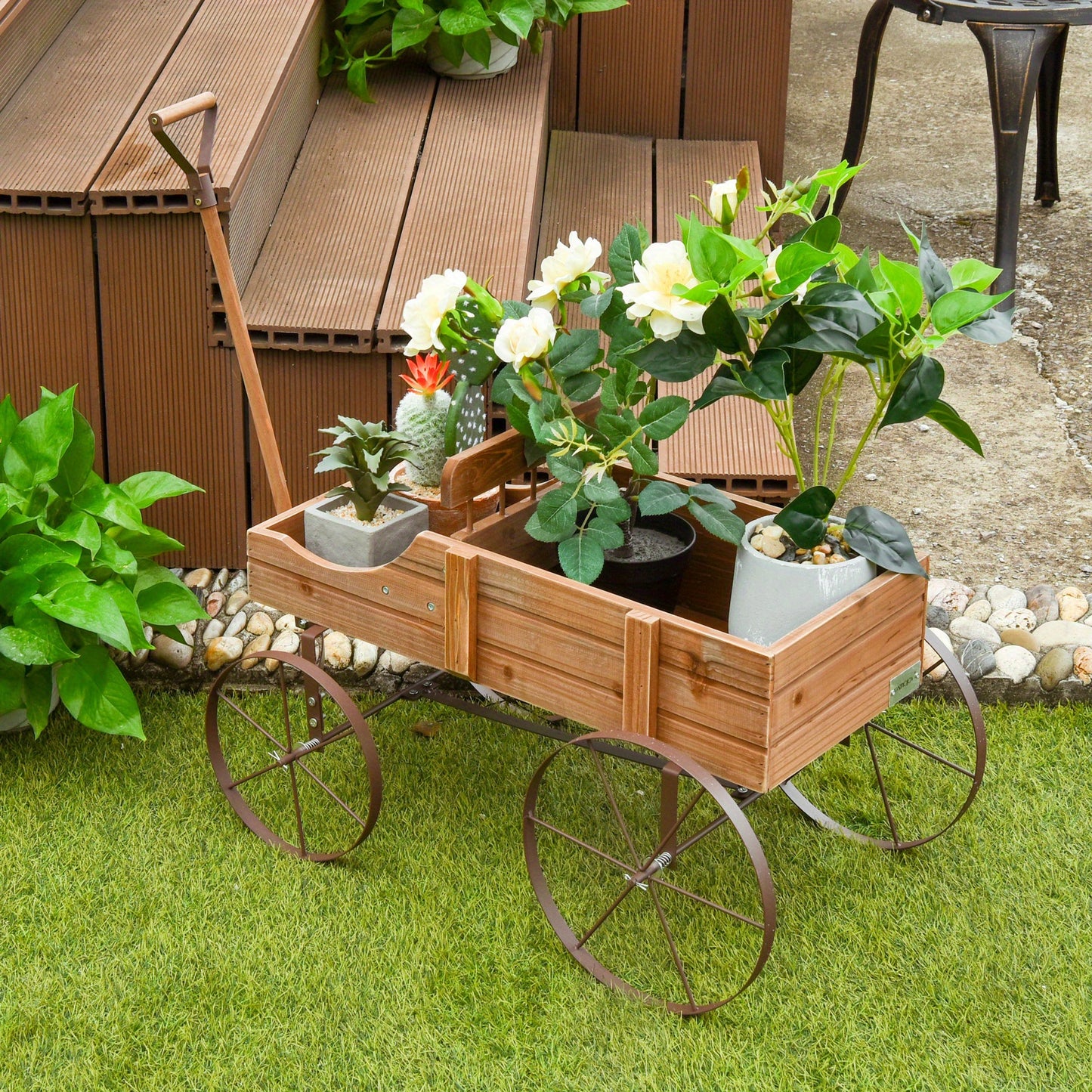 Gymax Wooden Garden Flower Planter Wagon