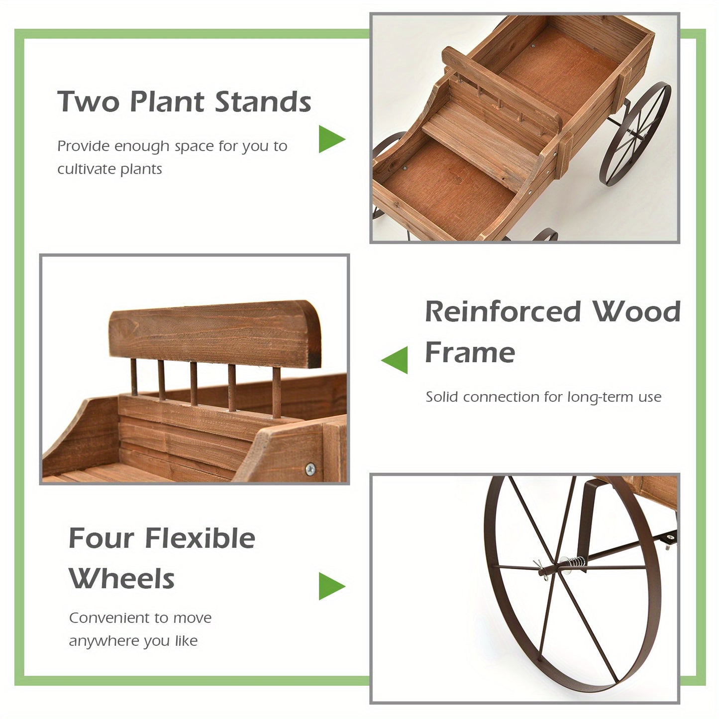 Gymax Wooden Garden Flower Planter Wagon