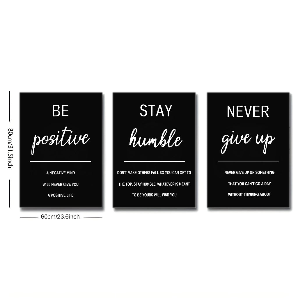3-Piece Framed Inspirational Quotes Canvas Wall Art