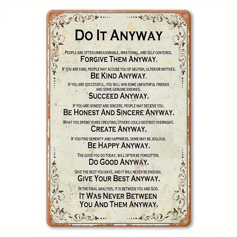 "Do It Anyway" Inspirational Metal Wall Art – 7.87x11.81 Inch