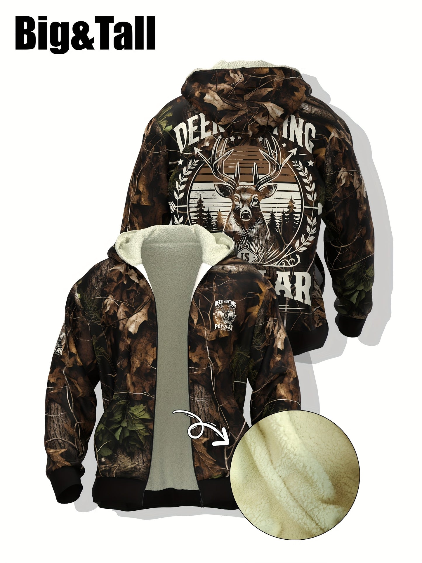 Men's Big & Tall Deer Hunting Hoodie PLUS SIZE