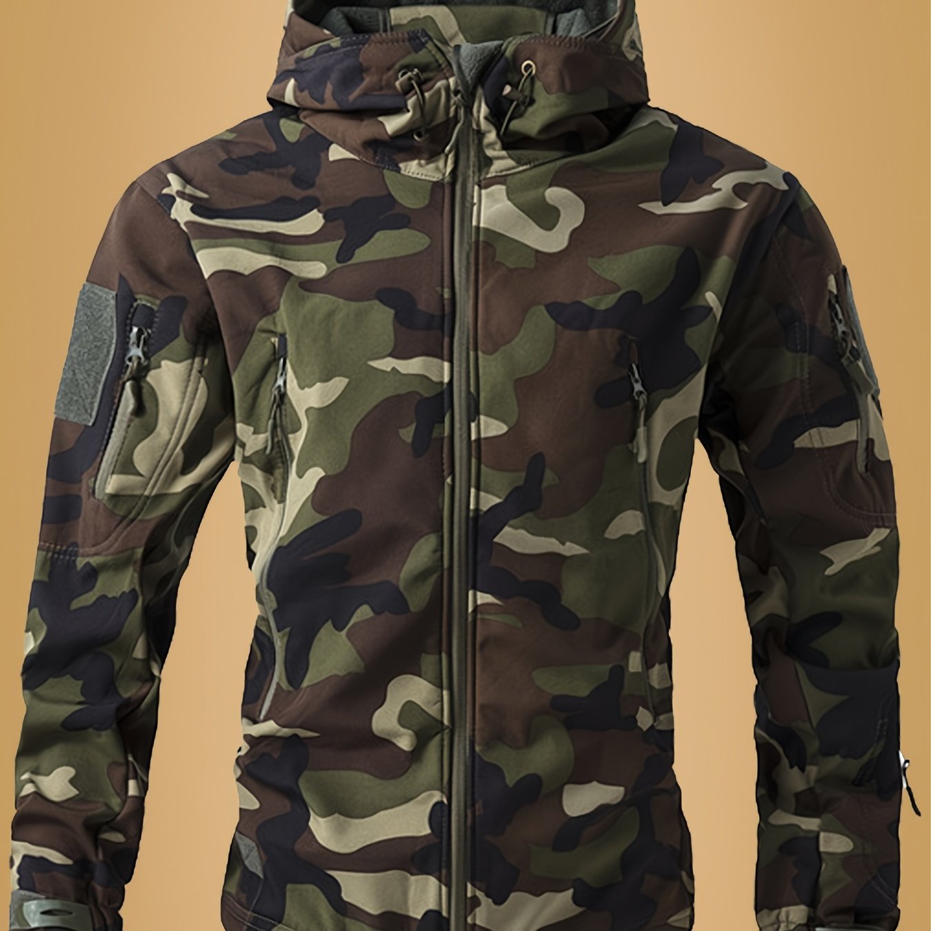 Men'S Camouflage Softshell Jacket with Fleece Lining