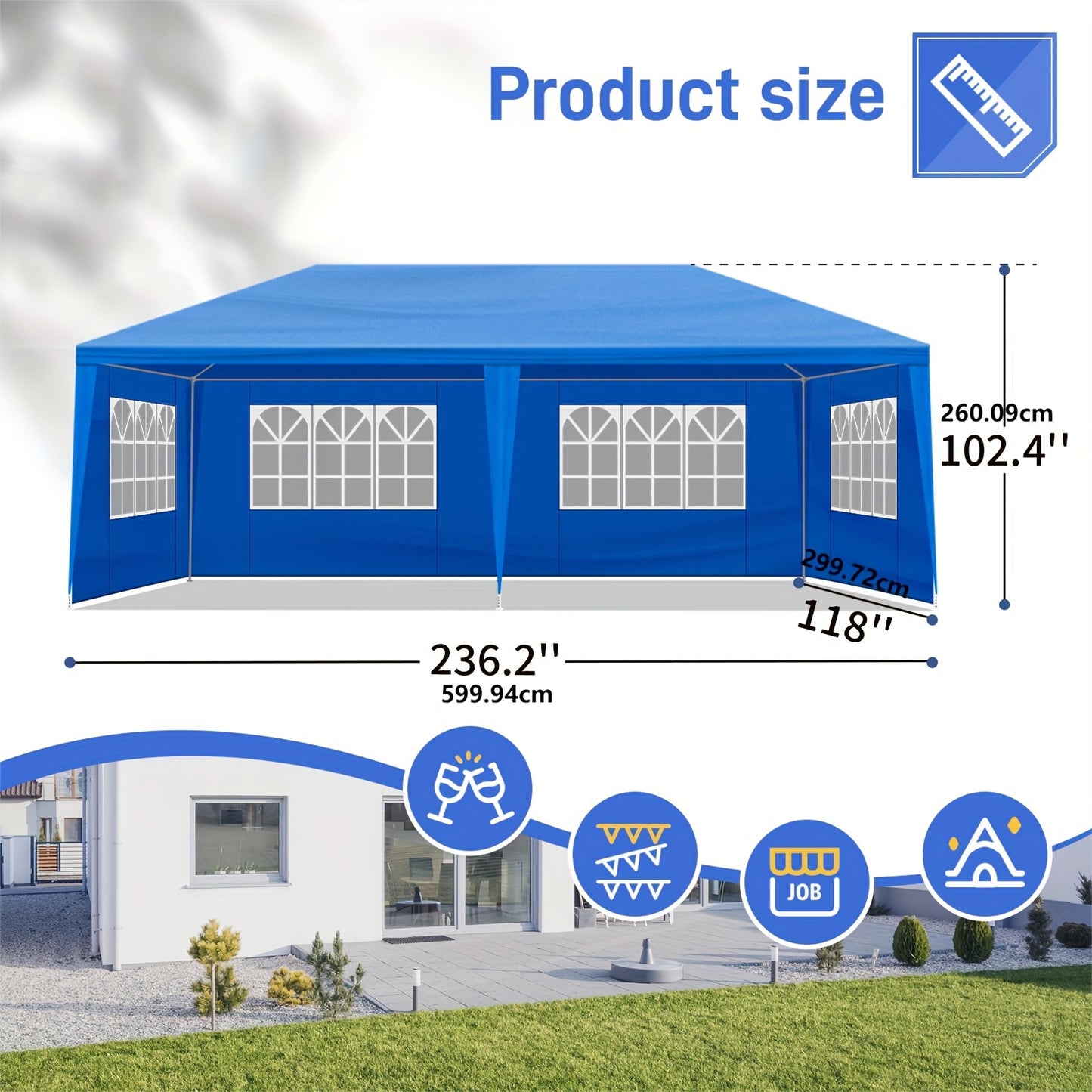 10x20ft Outdoor Party Tent with Removable Sidewalls