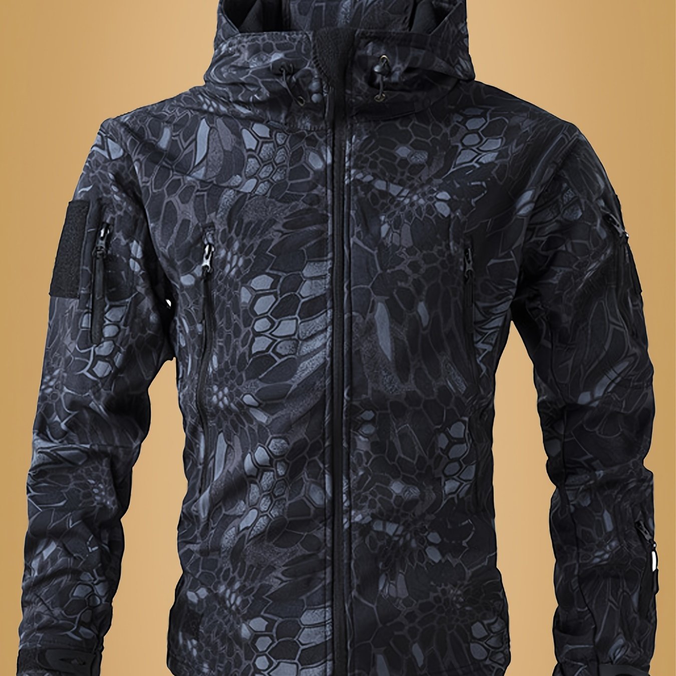 Men'S Camouflage Softshell Jacket with Fleece Lining