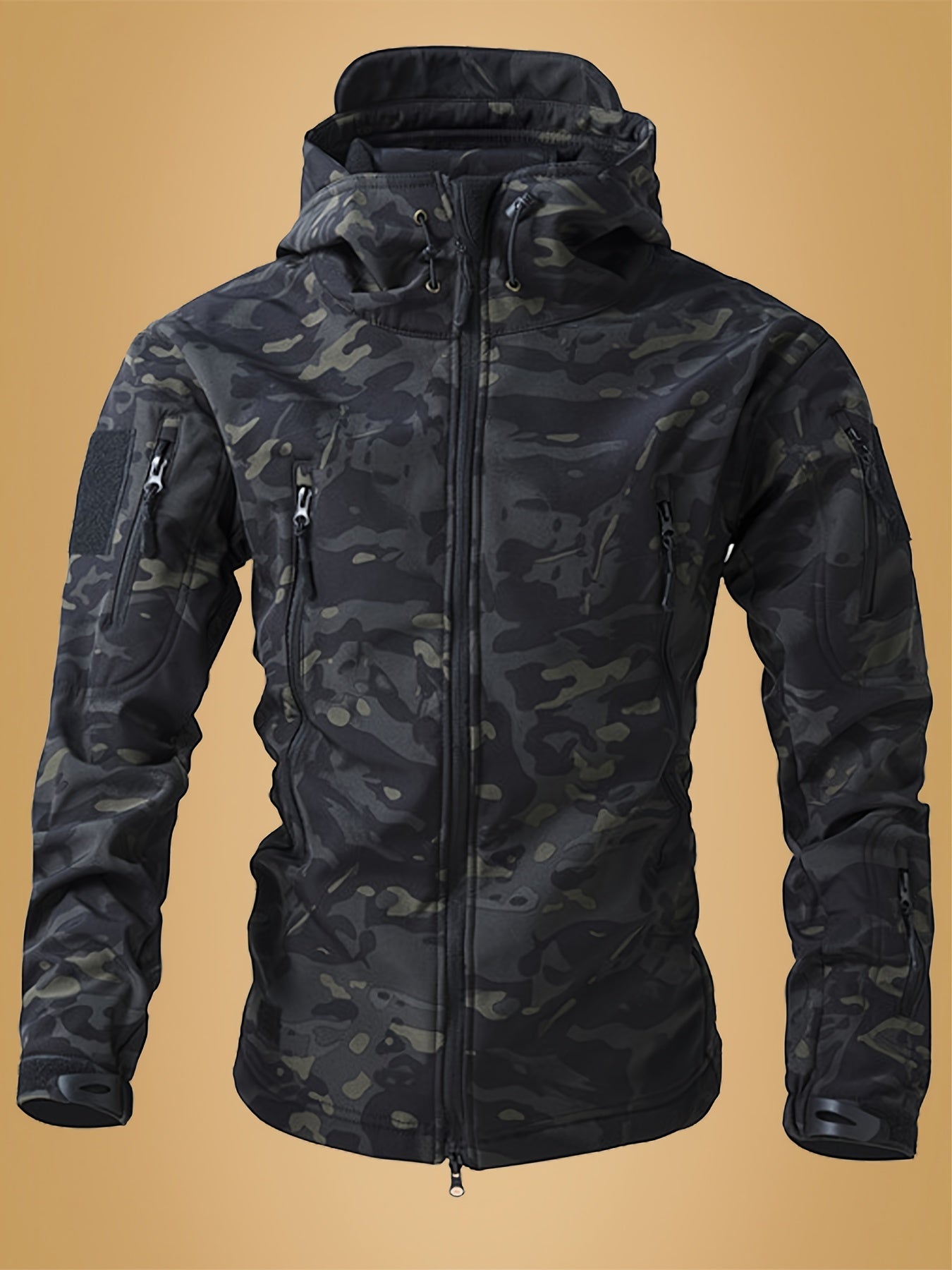 Men'S Camouflage Softshell Jacket with Fleece Lining