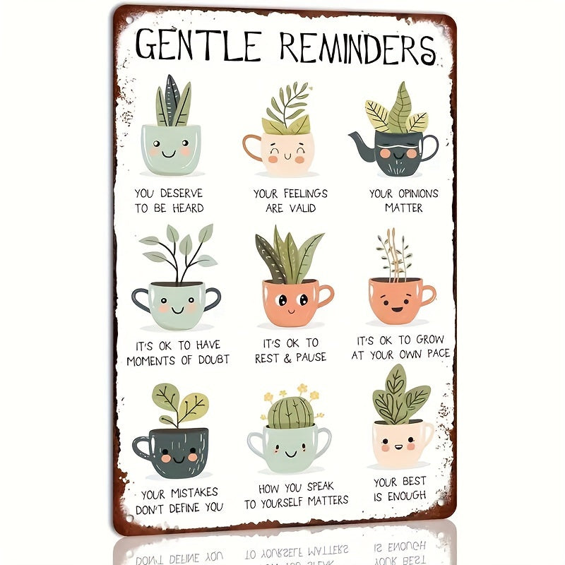 Gentle Reminders Metal Tin Sign – 8x12 Inches