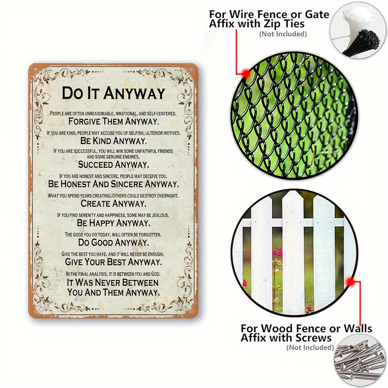 "Do It Anyway" Inspirational Metal Wall Art – 7.87x11.81 Inch