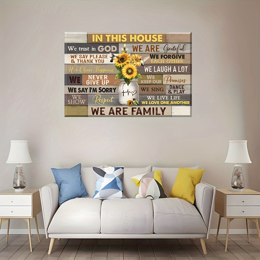1pc Wooden Framed, Wall Art In This House We Trust In God