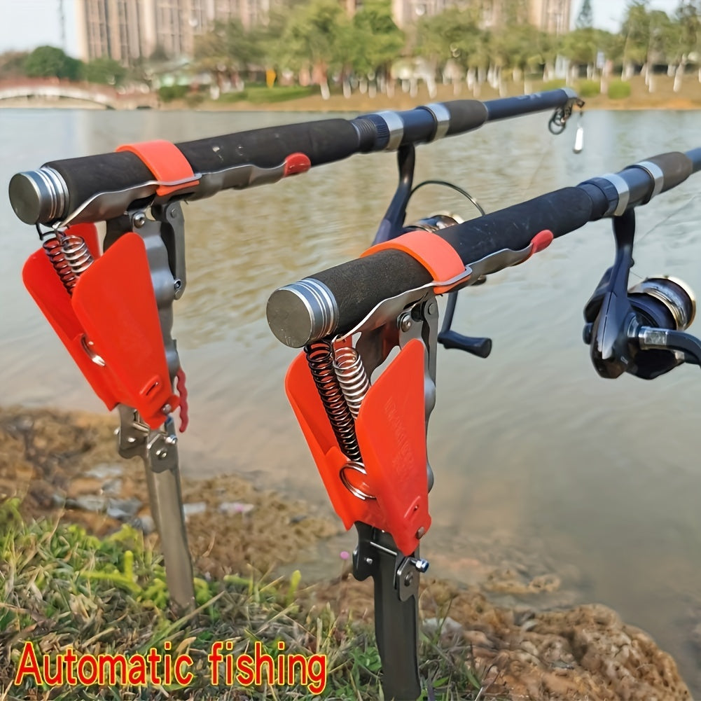 Automatic Fishing Rod Holder with Spring-Loaded Hook
