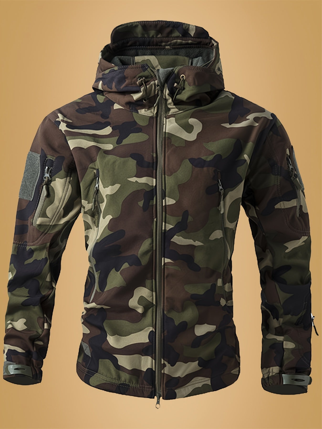 Men'S Camouflage Softshell Jacket with Fleece Lining