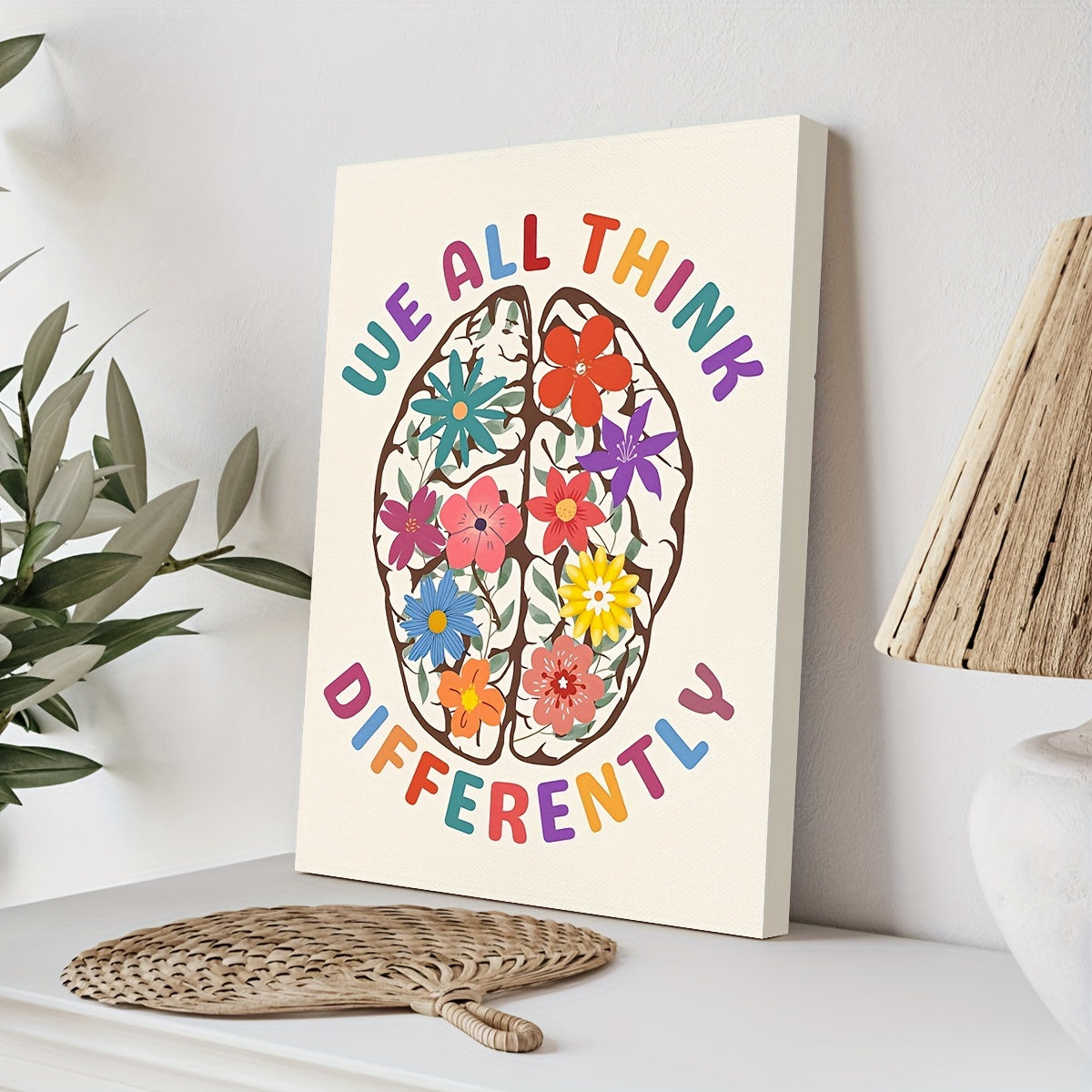 Neurodiversity Floral Brain Canvas Wall Art