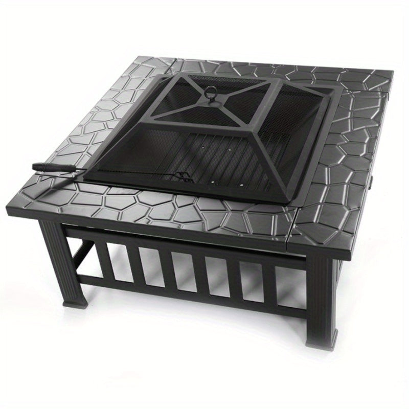 32-Inch Square Metal Fire Pit Table