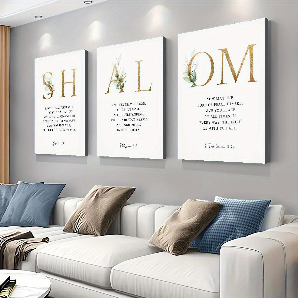 Room Decor 3 piece Inspirational Bible Verse Canvas Wall Art
