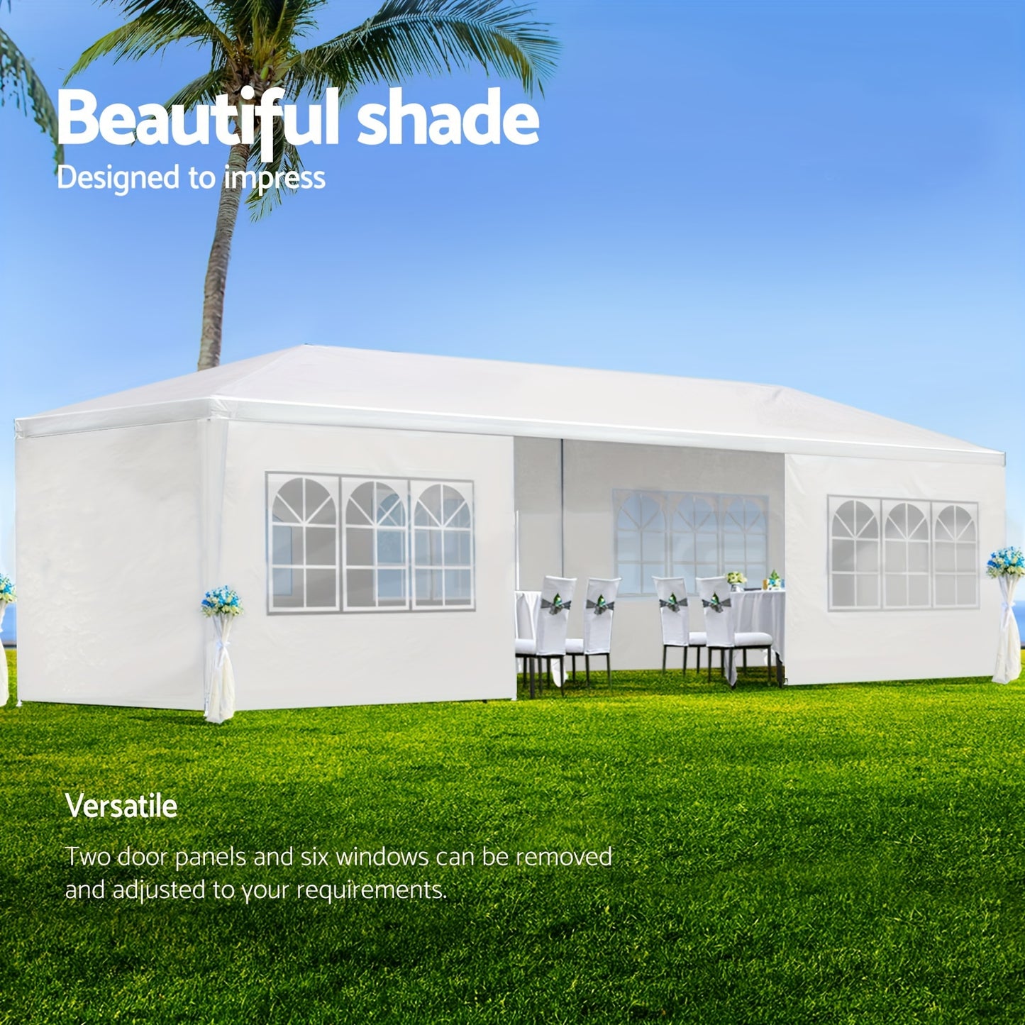 10x30ft Outdoor Canopy Party Tent with 8 Removable Sidewalls