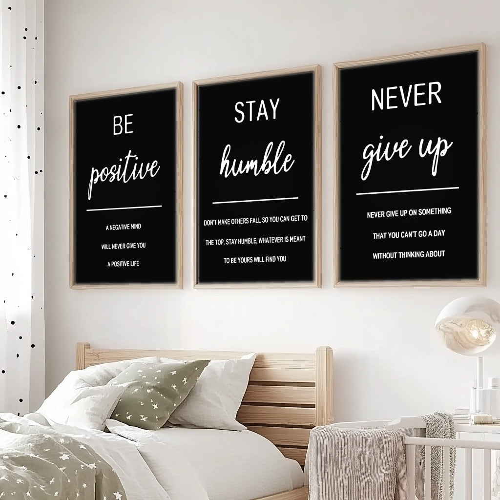 3-Piece Framed Inspirational Quotes Canvas Wall Art