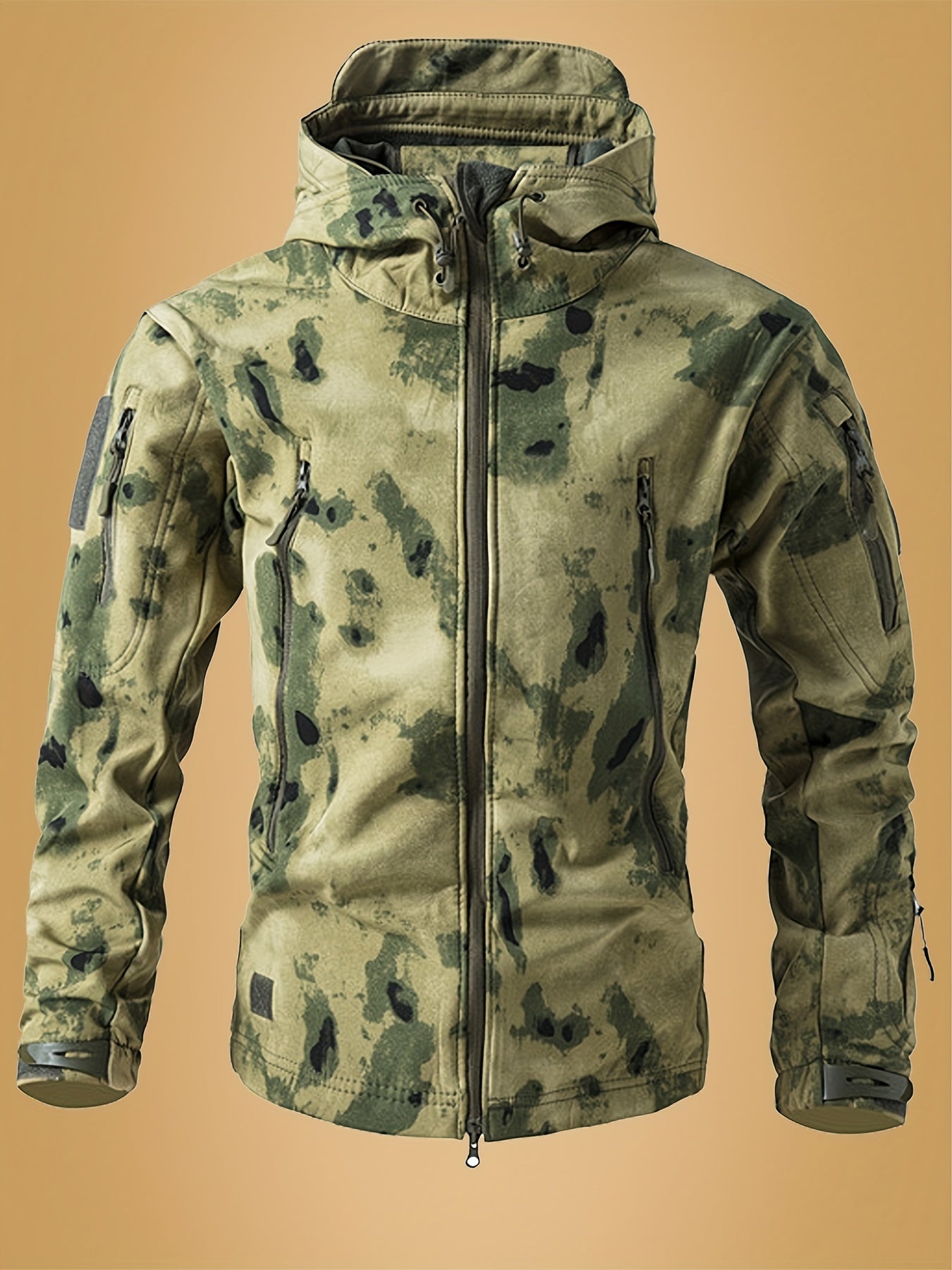 Men'S Camouflage Softshell Jacket with Fleece Lining