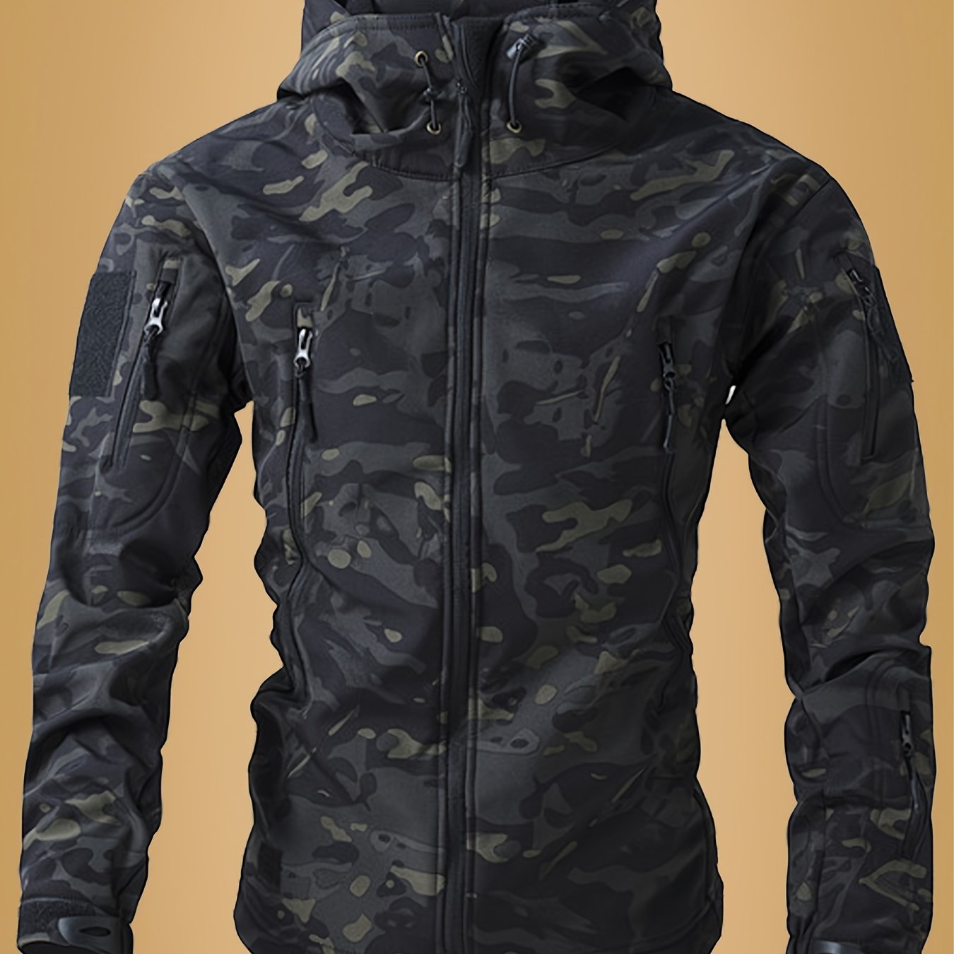 Men'S Camouflage Softshell Jacket with Fleece Lining