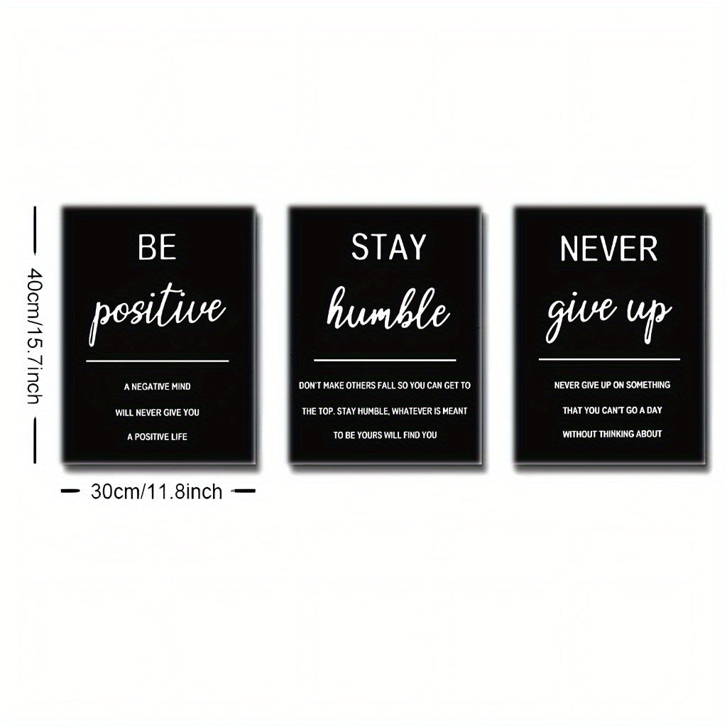 3-Piece Framed Inspirational Quotes Canvas Wall Art