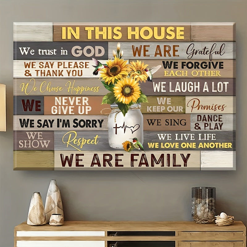 1pc Wooden Framed, Wall Art In This House We Trust In God