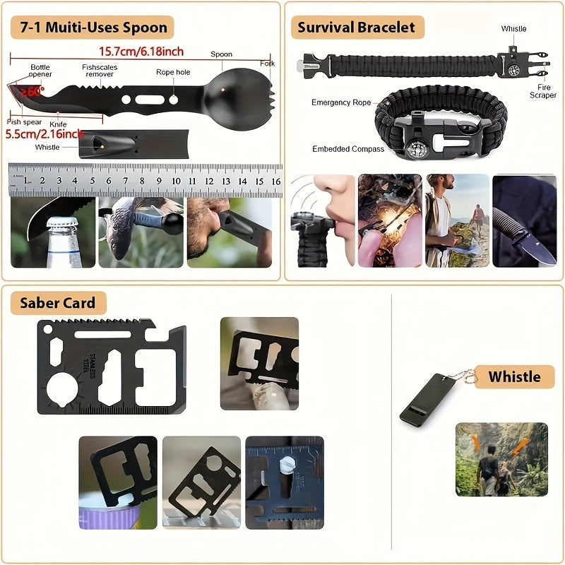 Outdoor Survival Kit with Molle System and Emergency Tent
