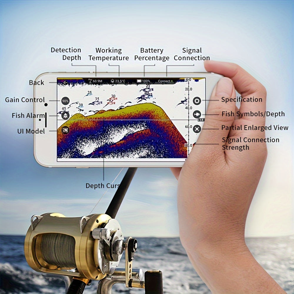 Smart Sonar Fish Finder with Rechargeable Sensor