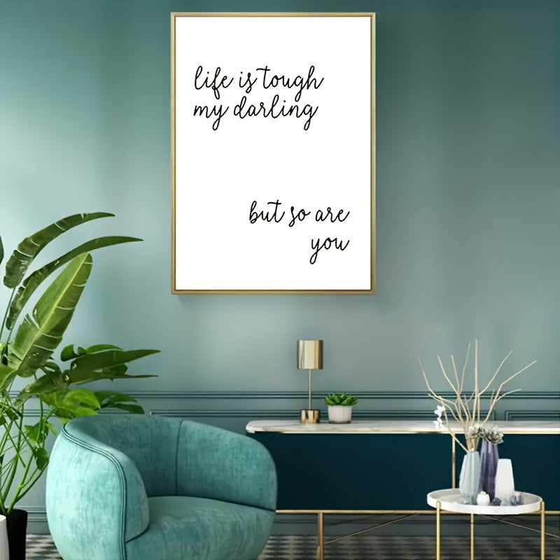 "Life Is Tough" Inspirational Typography Canvas Wall Art