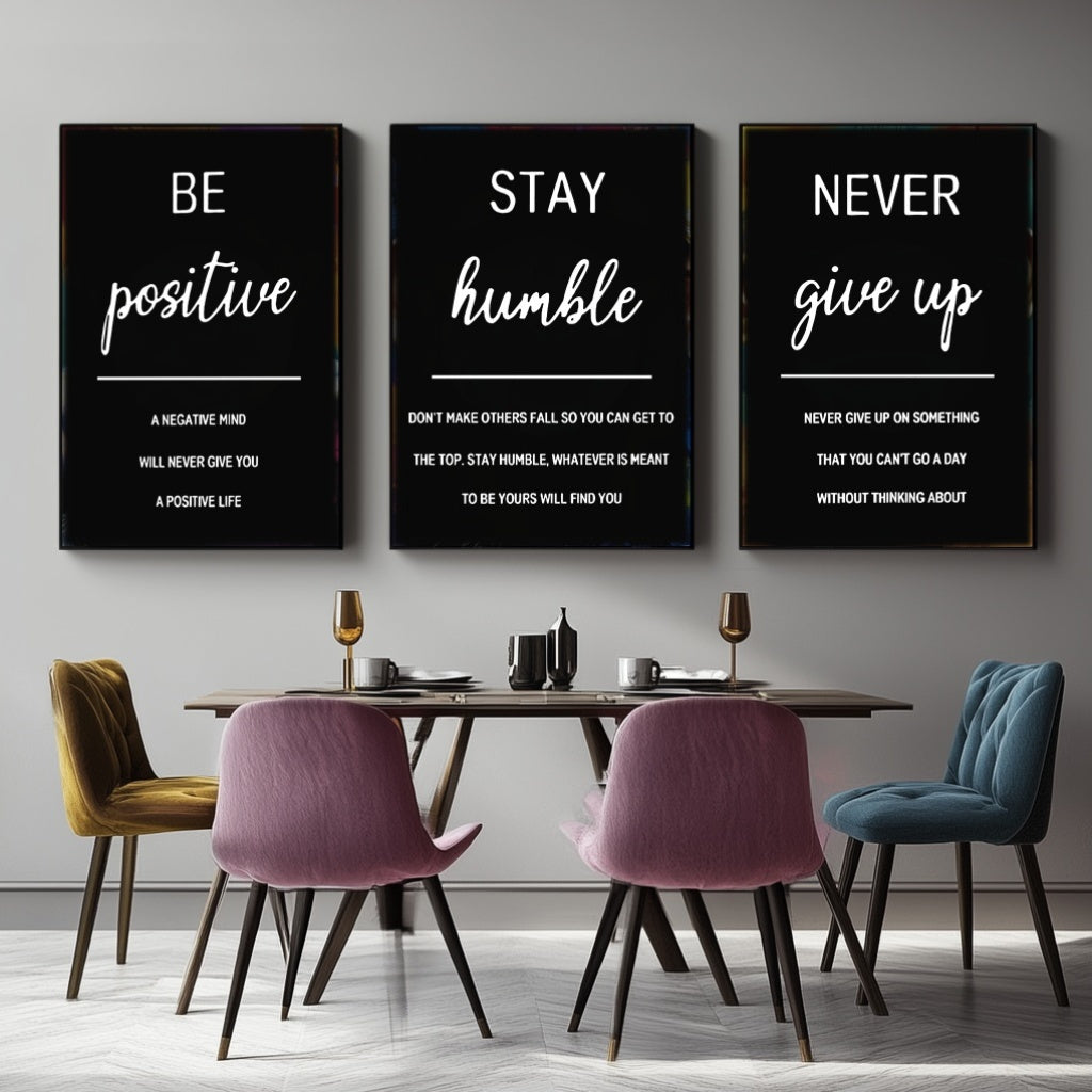 3-Piece Framed Inspirational Quotes Canvas Wall Art