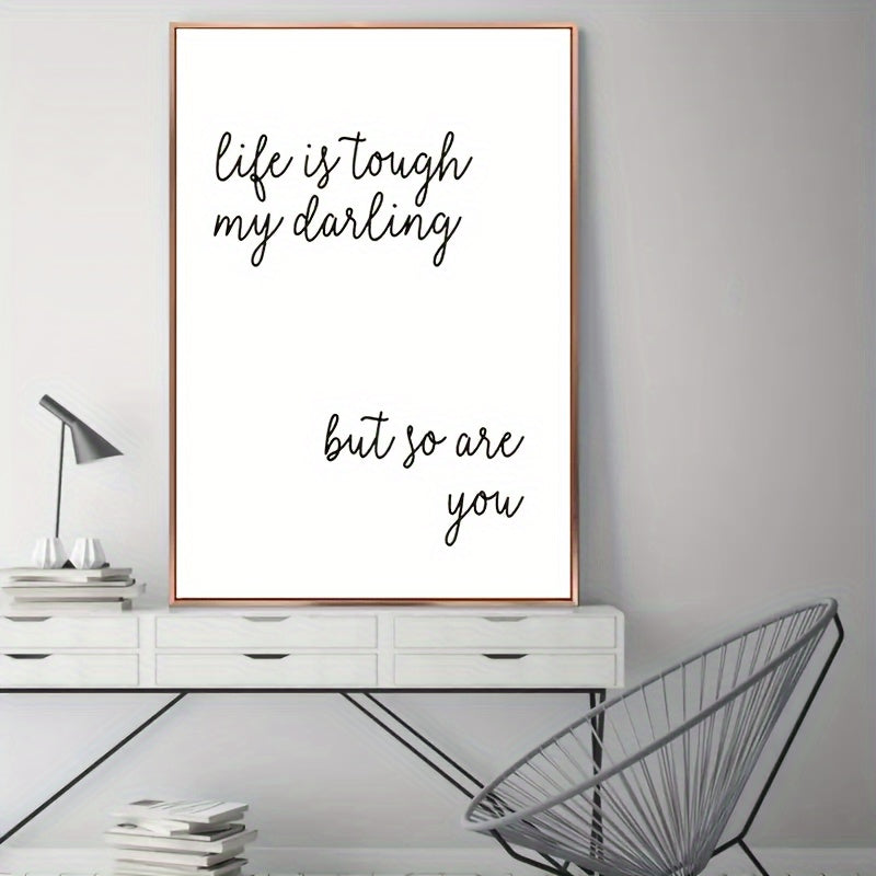 "Life Is Tough" Inspirational Typography Canvas Wall Art