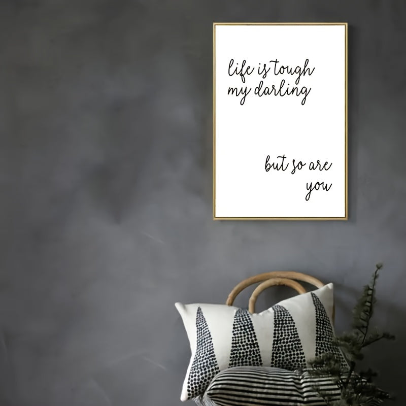 "Life Is Tough" Inspirational Typography Canvas Wall Art