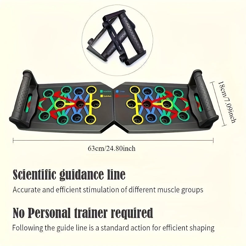 1pc Foldable Push-Up Board with 28 Colorful Holes -