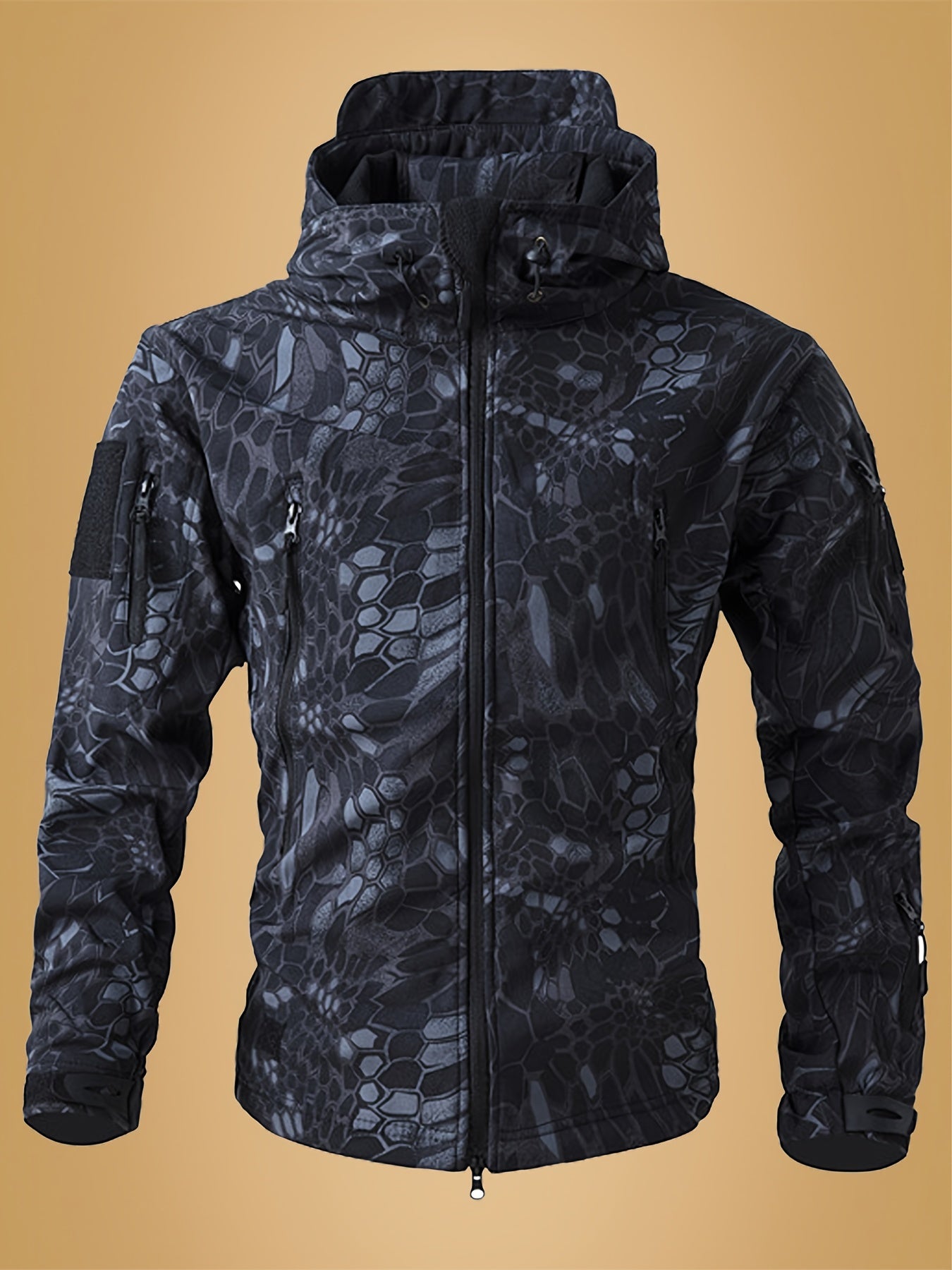 Men'S Camouflage Softshell Jacket with Fleece Lining