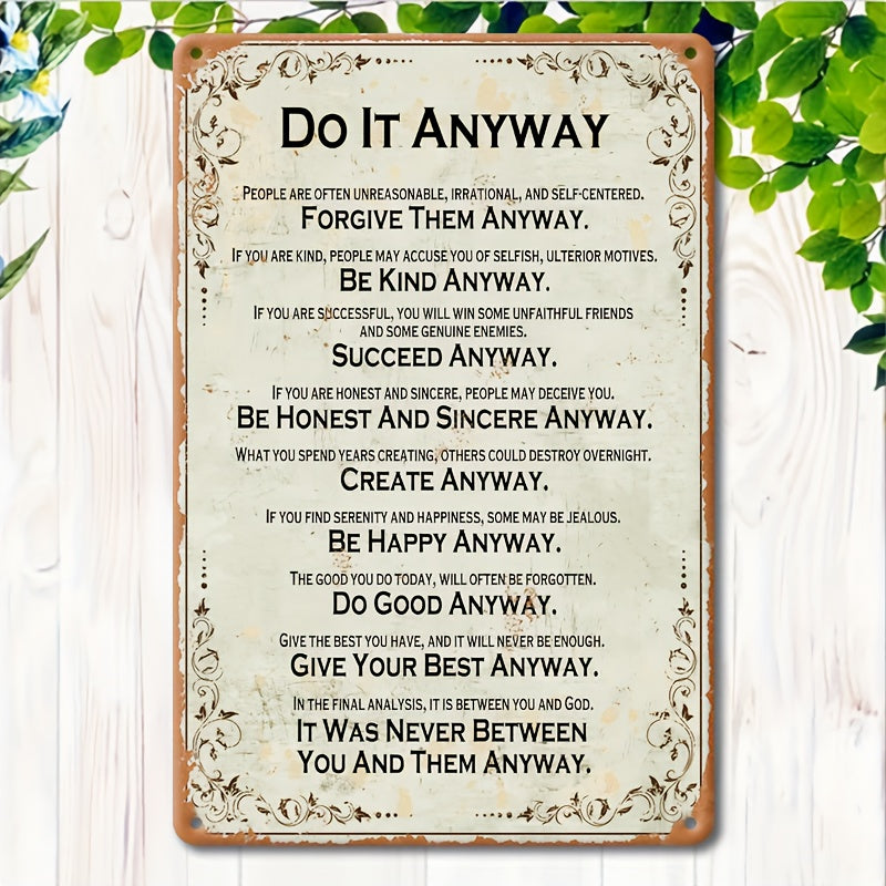 "Do It Anyway" Inspirational Metal Wall Art – 7.87x11.81 Inch