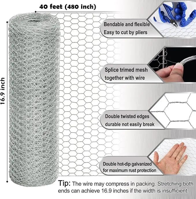 Galvanized Chicken Wire Mesh for Garden and Crafts