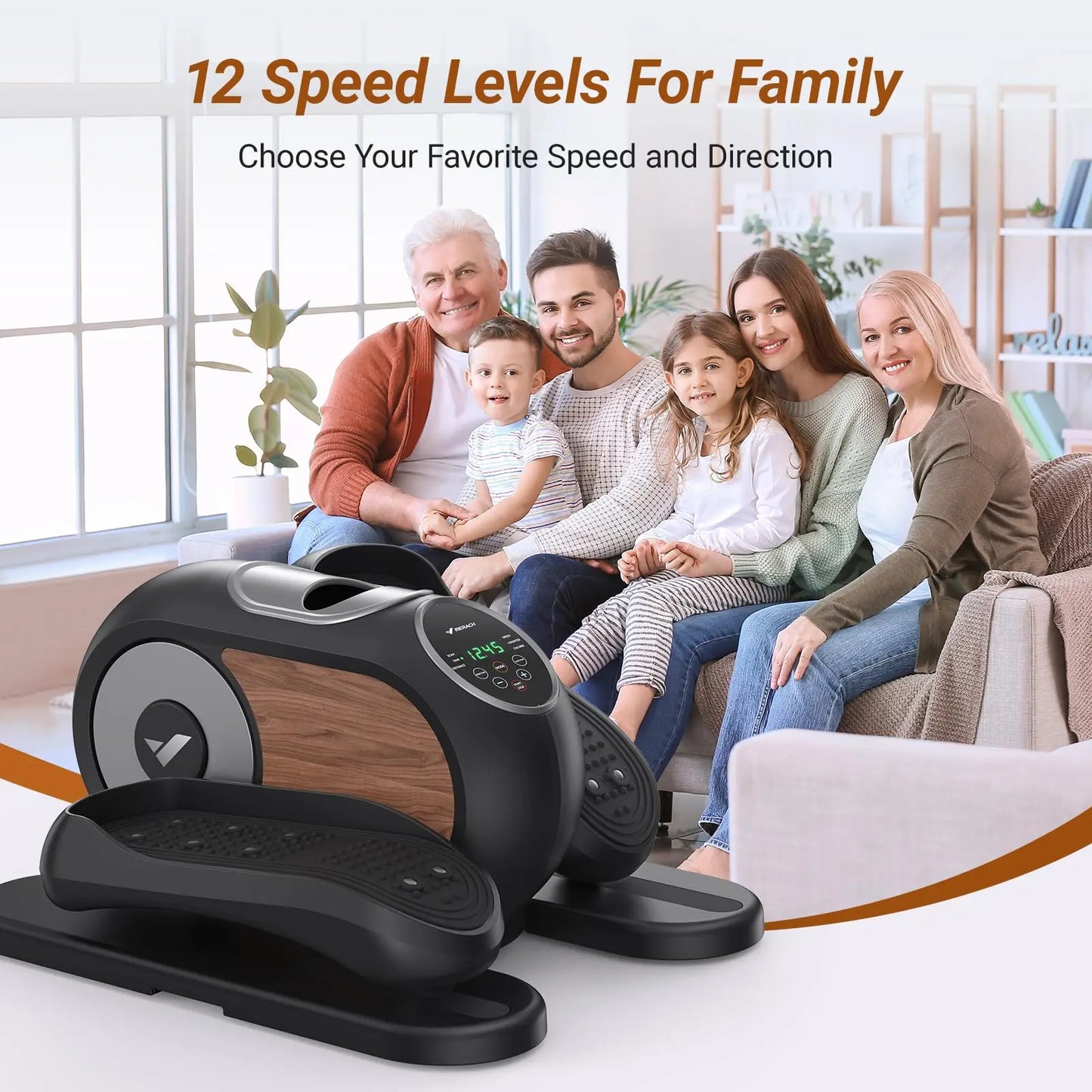 Elliptical Machine with 12 Adjustable Speeds