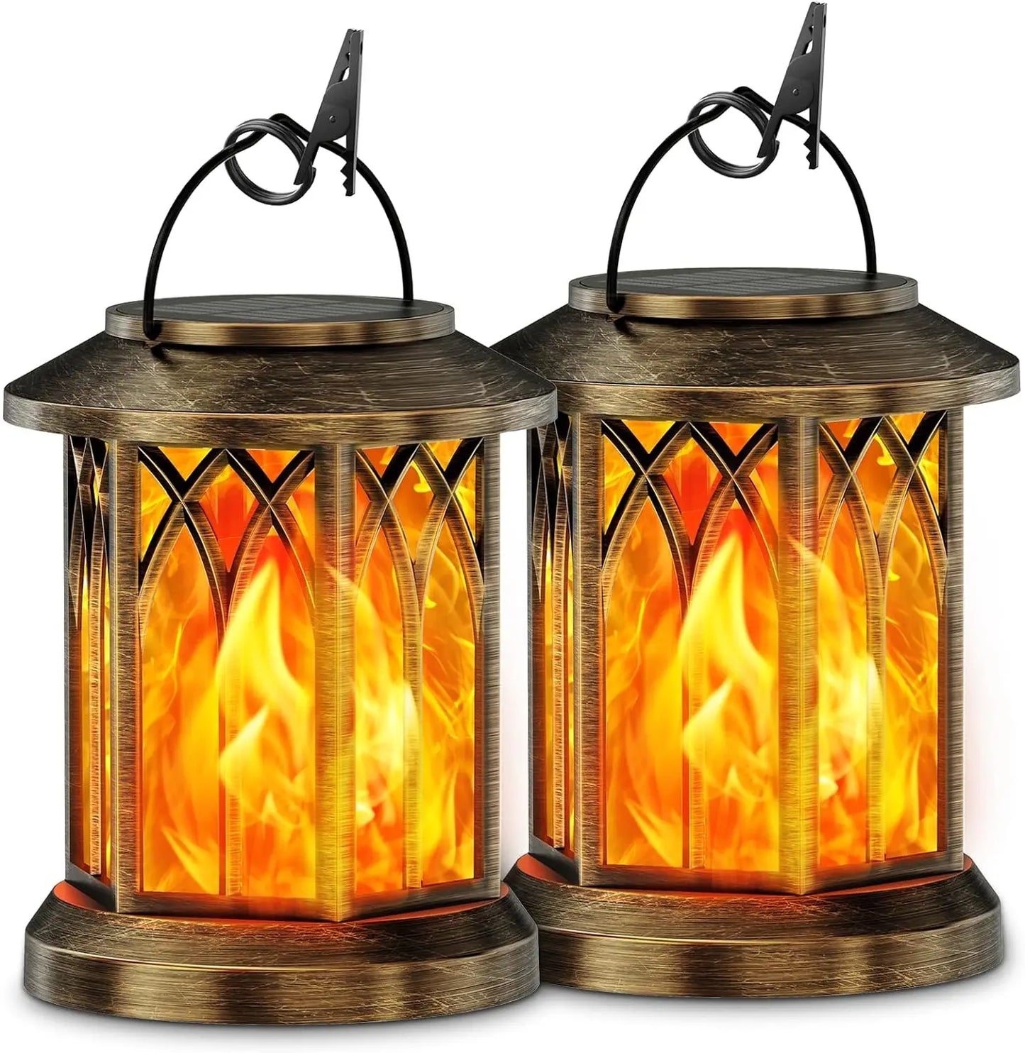 2-Pack Flickering Flame Solar Lanterns