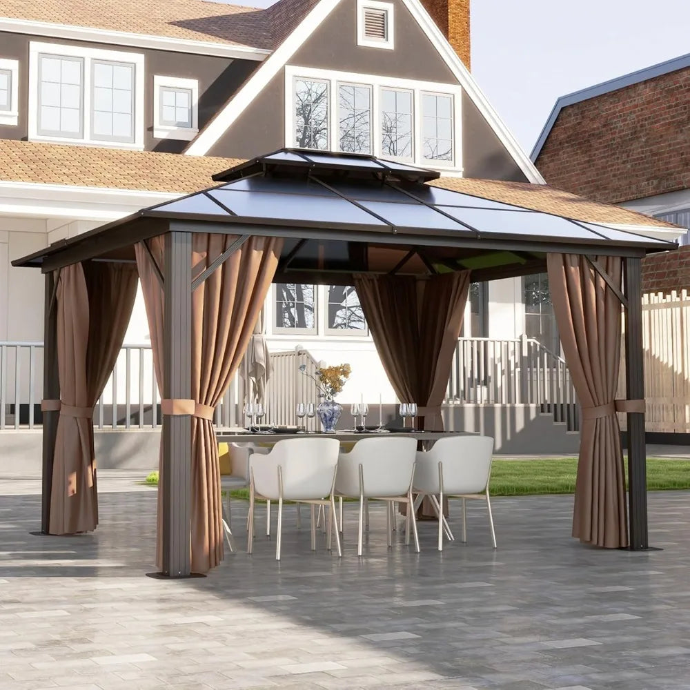 10x12 Hardtop Gazebo with Polycarbonate Double Roof & Aluminum Frame