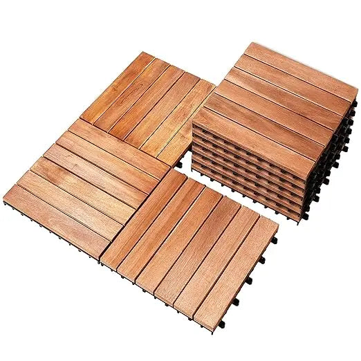 Garden Flooring, Solid Acacia Wood Interlocking Terrace Decking