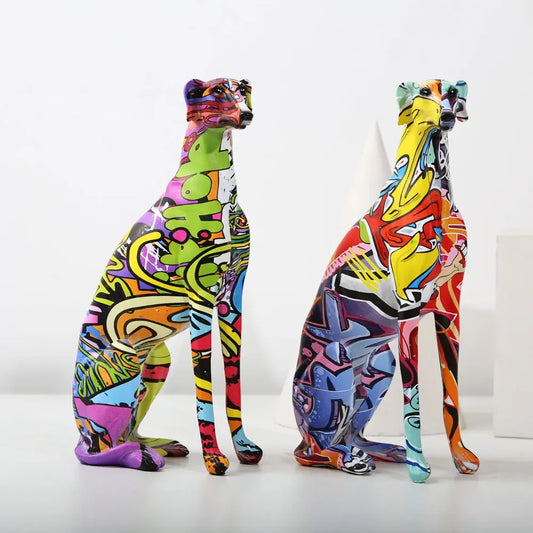 Modern Creative Painted Colorful Greyhound Decoration