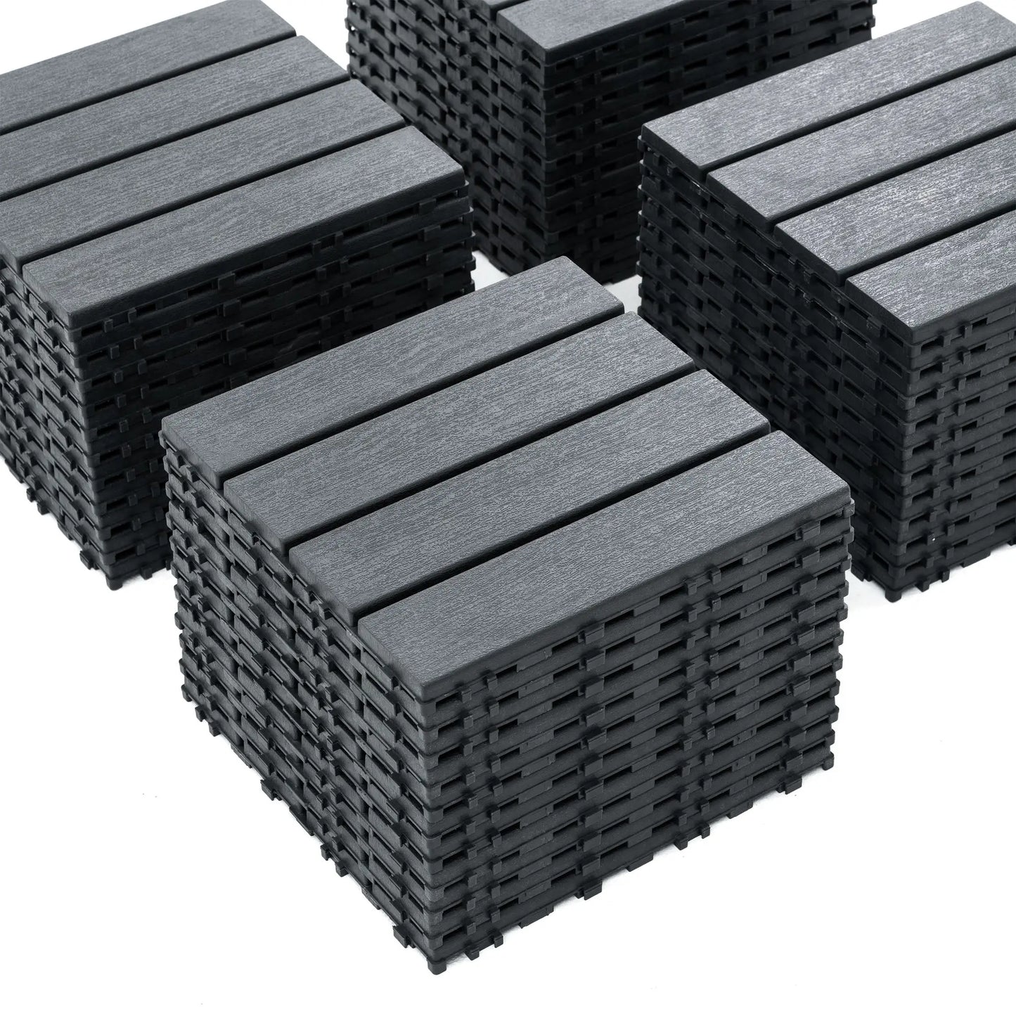 Wood Grain Interlocking Deck Tile Set