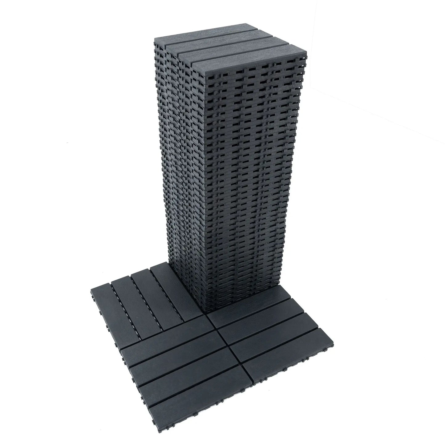 Wood Grain Interlocking Deck Tile Set