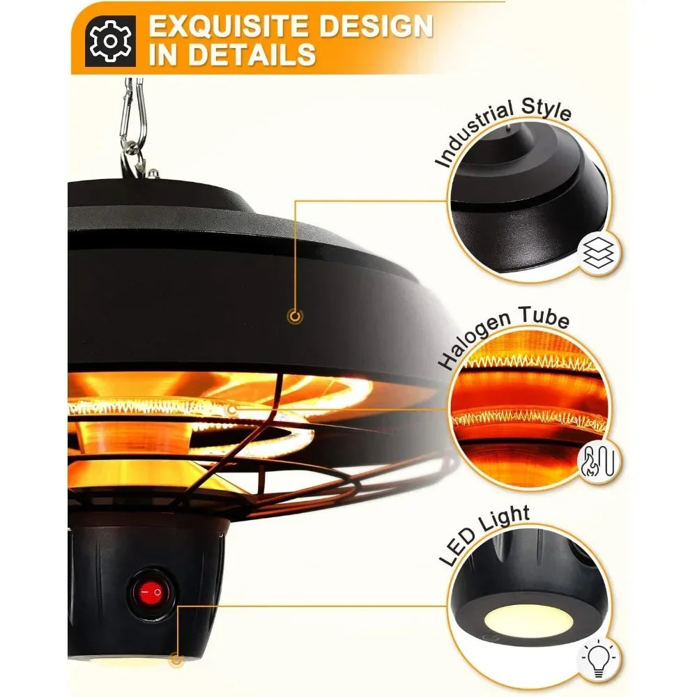 Electric Patio Heater, Outdoor Heater with Remote Control & Touch Switch