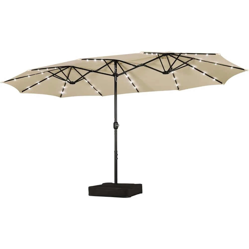 Large Patio Umbrella with Solar LED Lights