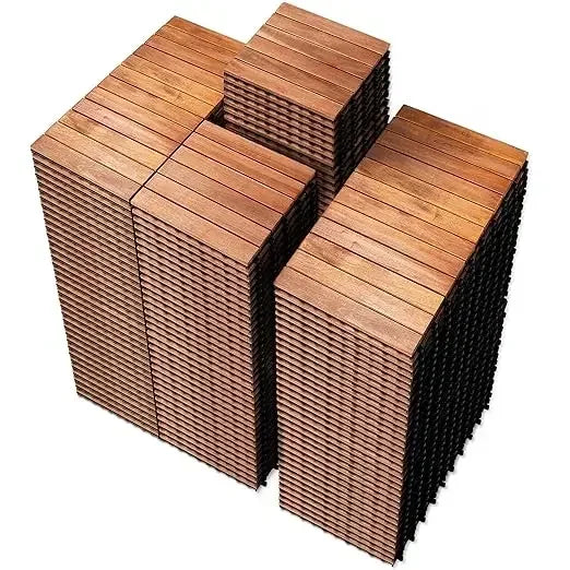 Garden Flooring, Solid Acacia Wood Interlocking Terrace Decking